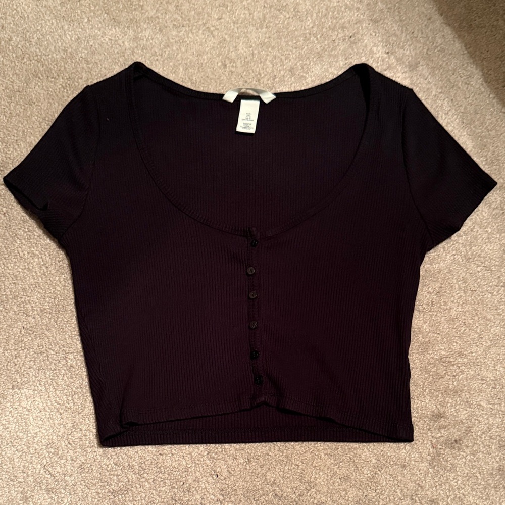 H&M Dark Crop Top with Buttons